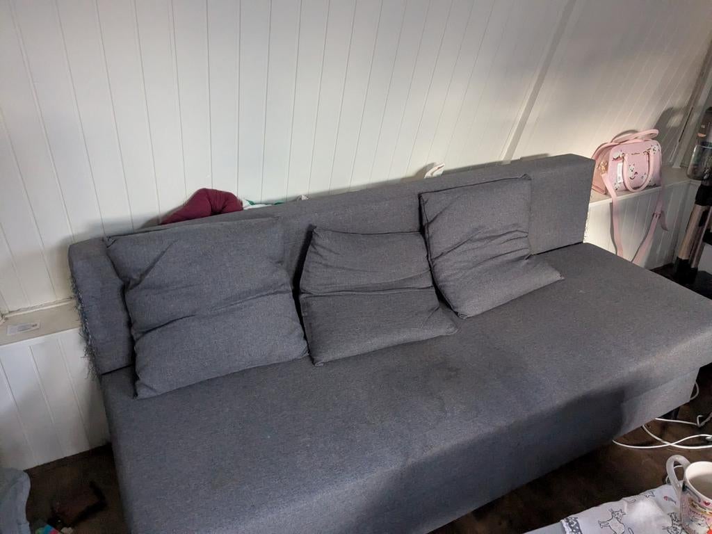 Ikea bedbank met krabschade, Ophalen, Gebruikt, Tweepersoons, 140 cm