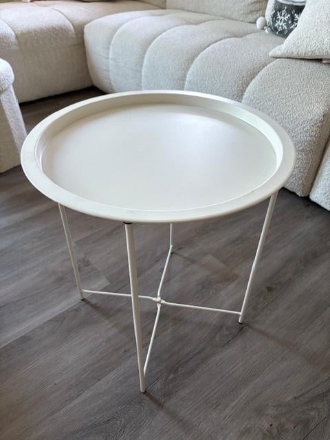 Bijzettafel, Huis en Inrichting, Tafels | Bijzettafels, Minder dan 55 cm, Metaal of Aluminium, Rond, Zo goed als nieuw