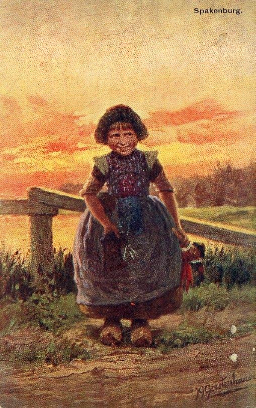 SPAKENBURG – Meisje in klederdracht ca. 1900 (VK384), Verzenden, Voor 1920, Ongelopen, Klederdracht