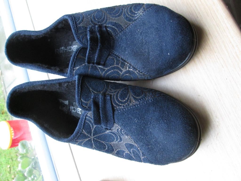 Rohde donkerblauwe gevoerde warme pantoffel maat 37 Gevoerd, Ophalen of Verzenden, Zo goed als nieuw, Blauw