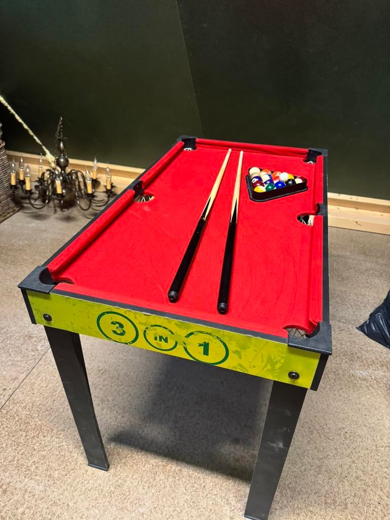 Multi spellen tafel 3 in 1, Ophalen, Zo goed als nieuw, Pooltafel