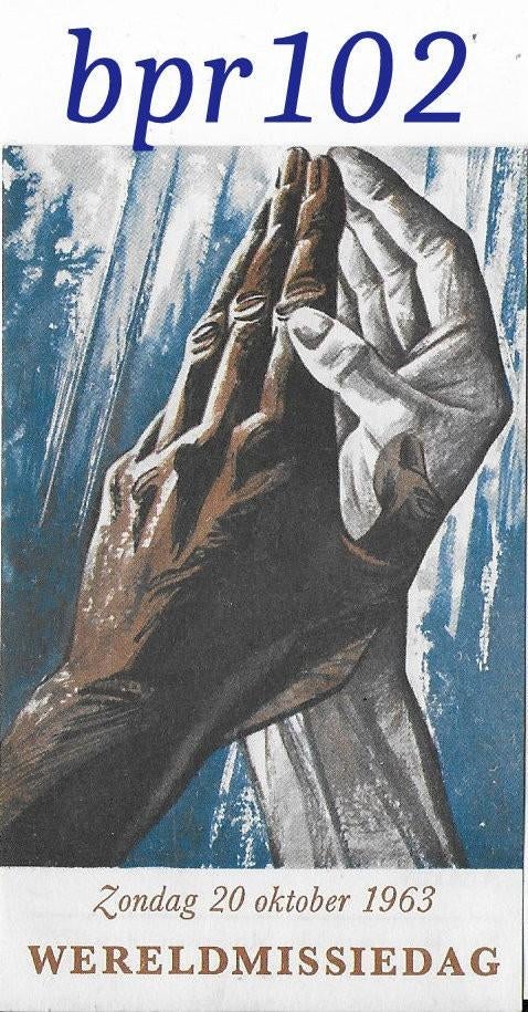 BPR102 Bid prentje Wereldmissiedag 20 Oktober1963, Ophalen of Verzenden, Zo goed als nieuw, Kaart of Prent