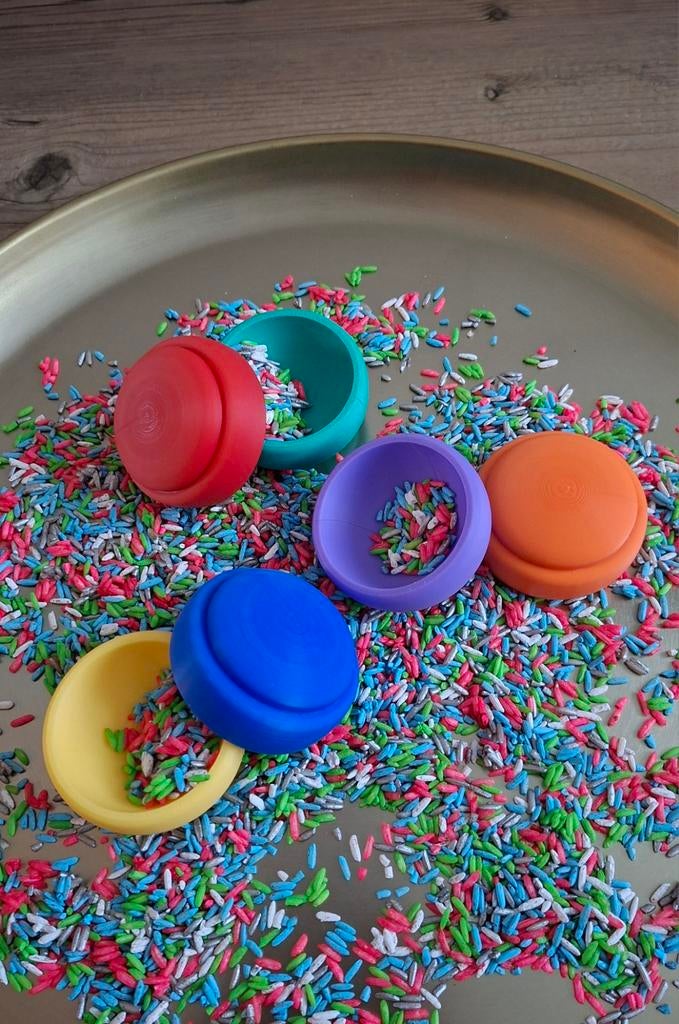 6 Leuke mini stap/stapel stenen sorteerbakjes sensory play, Ophalen of Verzenden, Nieuw, Ontdekken