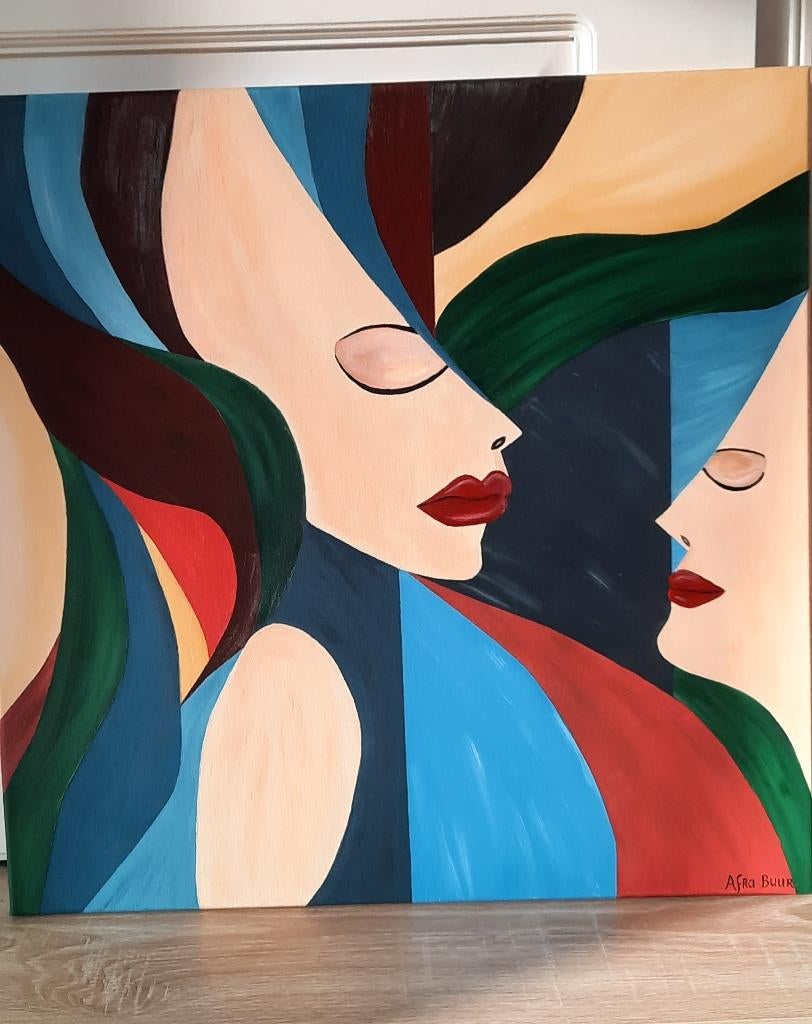 Nieuw handgeschilderd kleurrijk schilderij, Antiek en Kunst, Ophalen of Verzenden