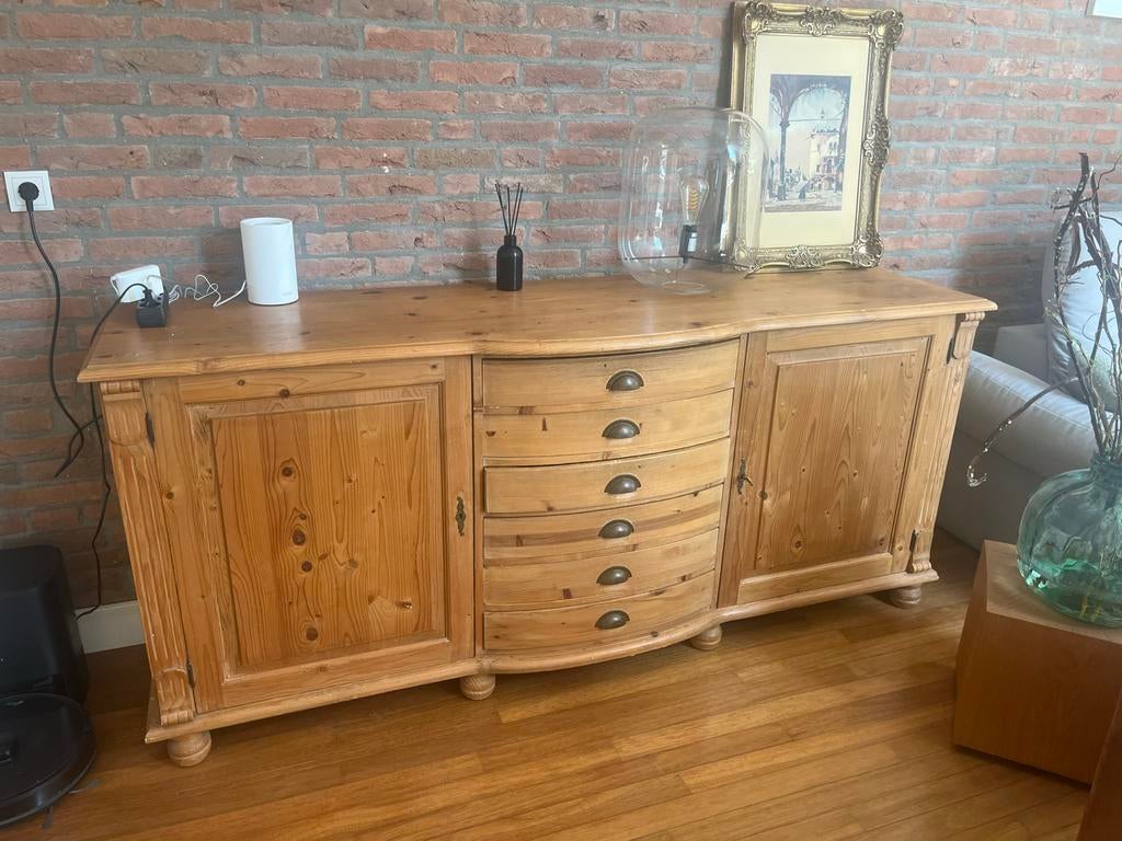 Grenen dressoir - L204 x H90 x B54 cm, Huis en Inrichting, Kasten | Dressoirs, Ophalen, Gebruikt, 200 cm of meer, Met lade(s)