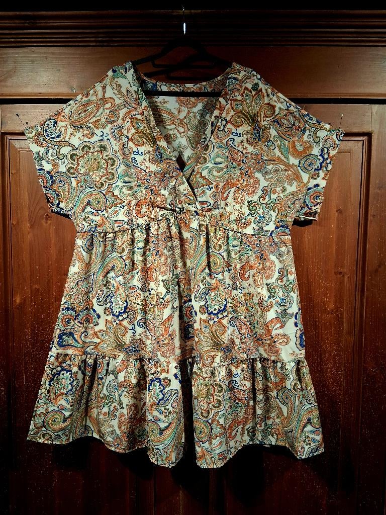 Boho Paisley Jurk met V-hals 48-50, Kleding | Dames, Grote Maten, Ophalen of Verzenden, Nieuw, Overige kleuren, Jurk