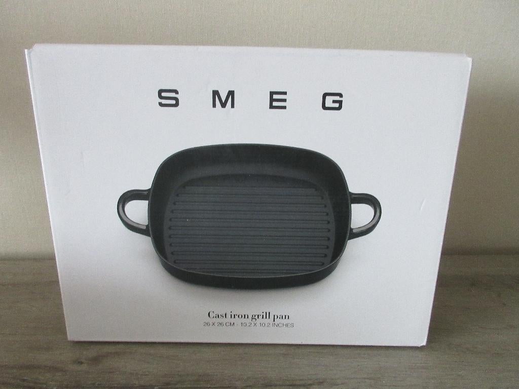 Smeg AH Gietijzeren Grillpan Zwart Nieuw in Doos, Ophalen of Verzenden, Nieuw, Overige materialen, Vaatwasserbestendig