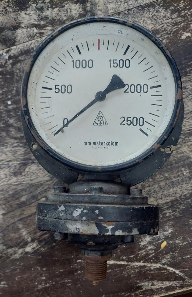 Antieke locomotief watermeter manometer industriëel, Ophalen of Verzenden, Gebruikt, Trein, Overige typen