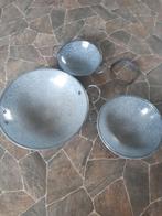 Wokpannen 3 stuks met houder, Gebruikt, Minder dan 85 cm, Ophalen of Verzenden, Gas