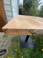 Handgemaakte Terras/Veranda Tafel 70x70 met Eiken Blad, Ophalen, Zo goed als nieuw, Vierkant, Hout