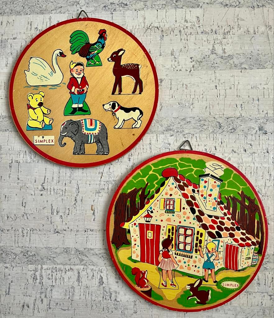 Twee vintage Simplex ronde wanddecoratie, Ophalen of Verzenden, Zo goed als nieuw, Wanddecoratie