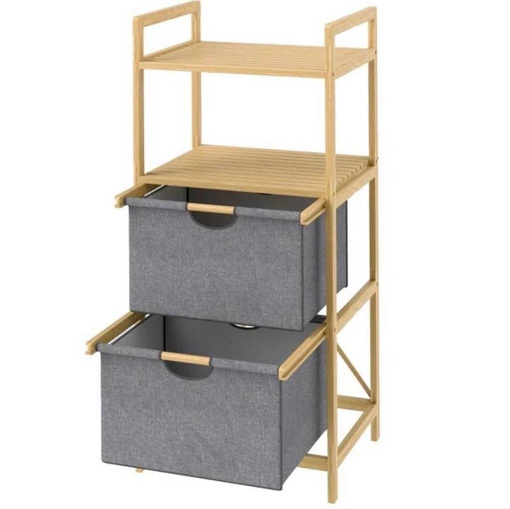 Bamboe Badkamerrek met 2 Opbergmanden - 96x44x34cm NIEUW, Nieuw, Ophalen of Verzenden, A, A