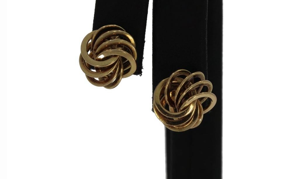 Knoop 14 karaats gouden set dames oorbellen design, Voordeelsieraden, Verzenden, Zo goed als nieuw, Met edelsteen