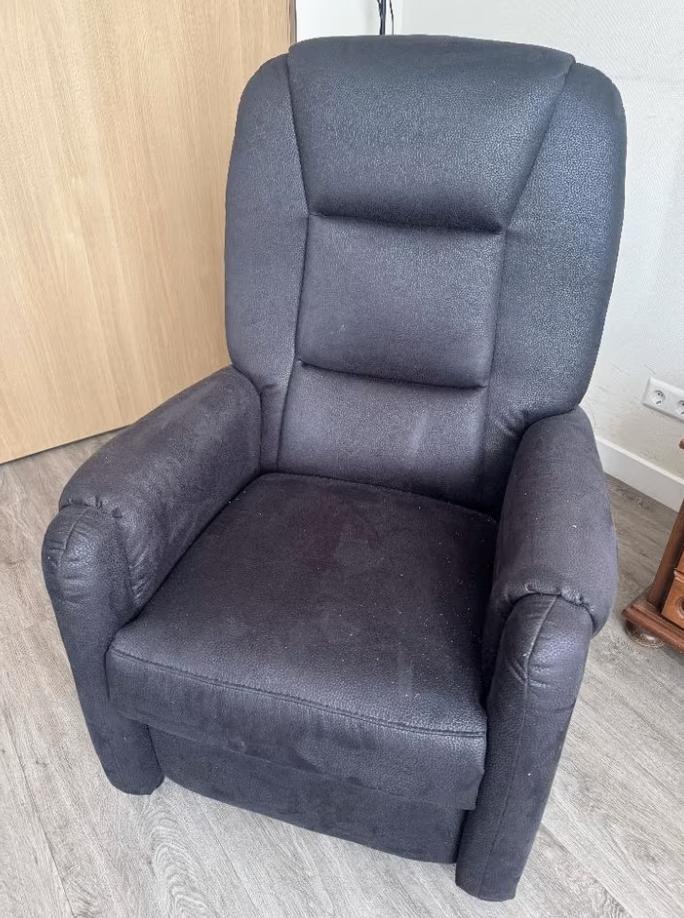 Fauteuil Rians - Stoel op maat - Zwart nubuck leer, Huis en Inrichting, Fauteuils, Ophalen, Nieuw, 50 tot 75 cm, Leer
