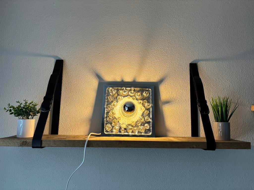 Vintage "Eisglas" wandlamp Sölken Leuchten jaren 70, Ophalen of Verzenden, Gebruikt