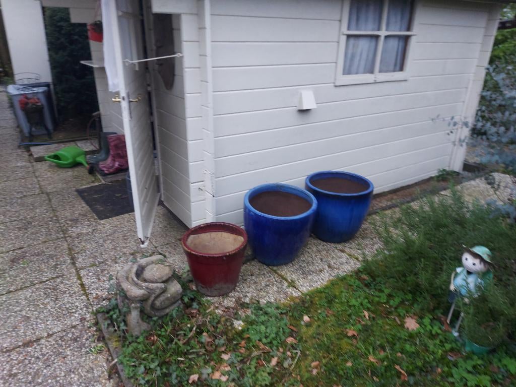 3 prachtig zware buiten bloempotten, Ophalen, Steen, 40 cm of meer, Rond