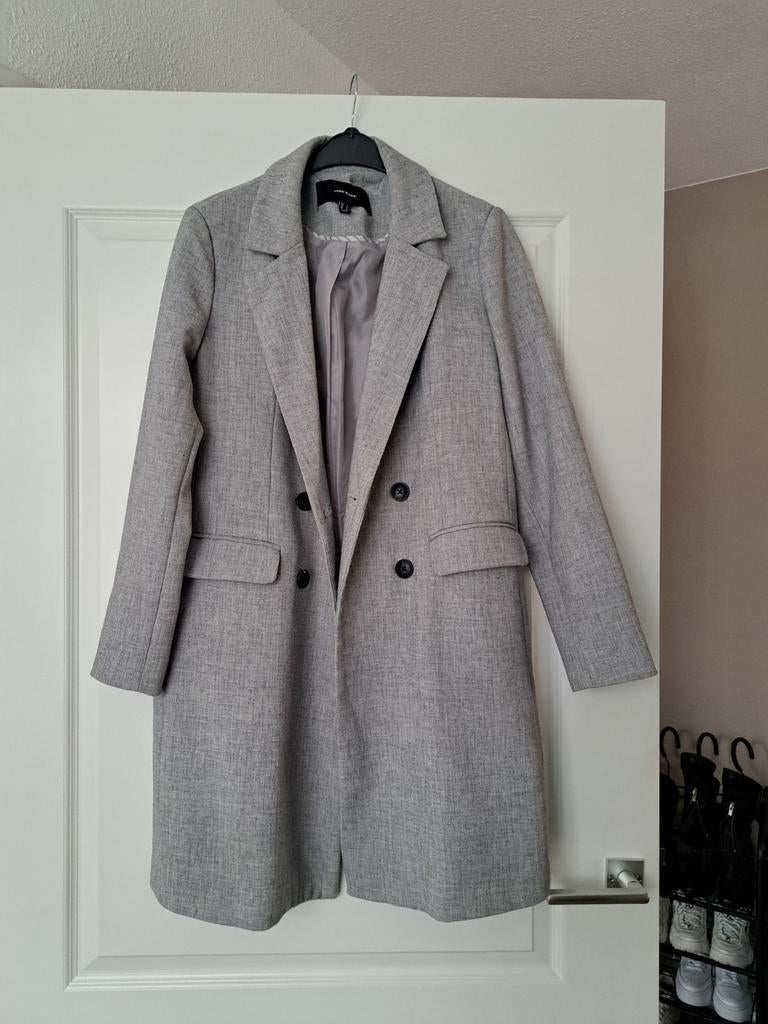 Vero Moda Grijze Lange Jas trenchcoat mantel Maat M, Maat 38/40 (M), Vero Moda, Ophalen of Verzenden, Zo goed als nieuw