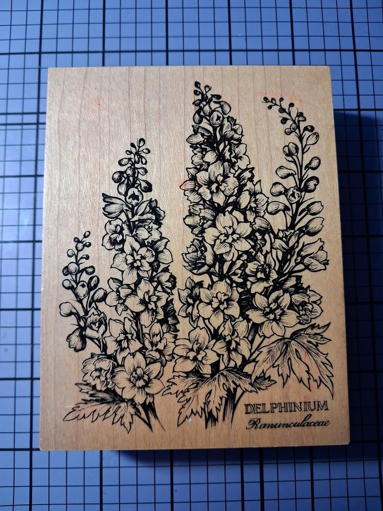 Houten stempel ridderspoor, Ophalen of Verzenden, Houten stempel