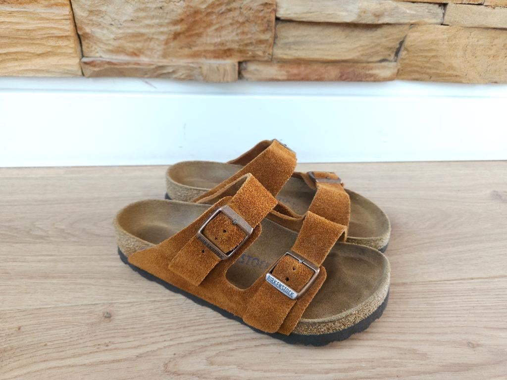 Birkenstock sandalen Arizona zacht voetbed suede mt 35 (36), Kleding | Dames, Schoenen, Bruin, Zo goed als nieuw, Birkenstock