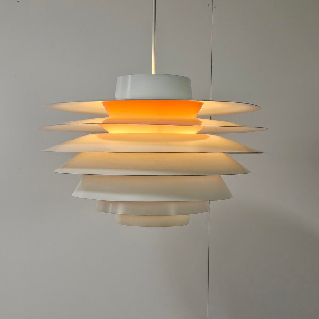Vintage Deense hanglamp schalenlamp, Huis en Inrichting, Lampen | Hanglampen, Gebruikt, Vintage, Ophalen of Verzenden, Metaal