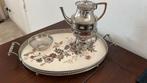 Oud dienblad met theepot en suikerschaaltje, Huis en Inrichting, Woonaccessoires | Dienbladen, Ophalen of Verzenden, Rechthoekig