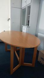 Ovale beukenhouten eettafel / inklapbaar tot side table, Huis en Inrichting, Tafels | Eettafels, Ophalen of Verzenden, Ovaal, 50 tot 100 cm