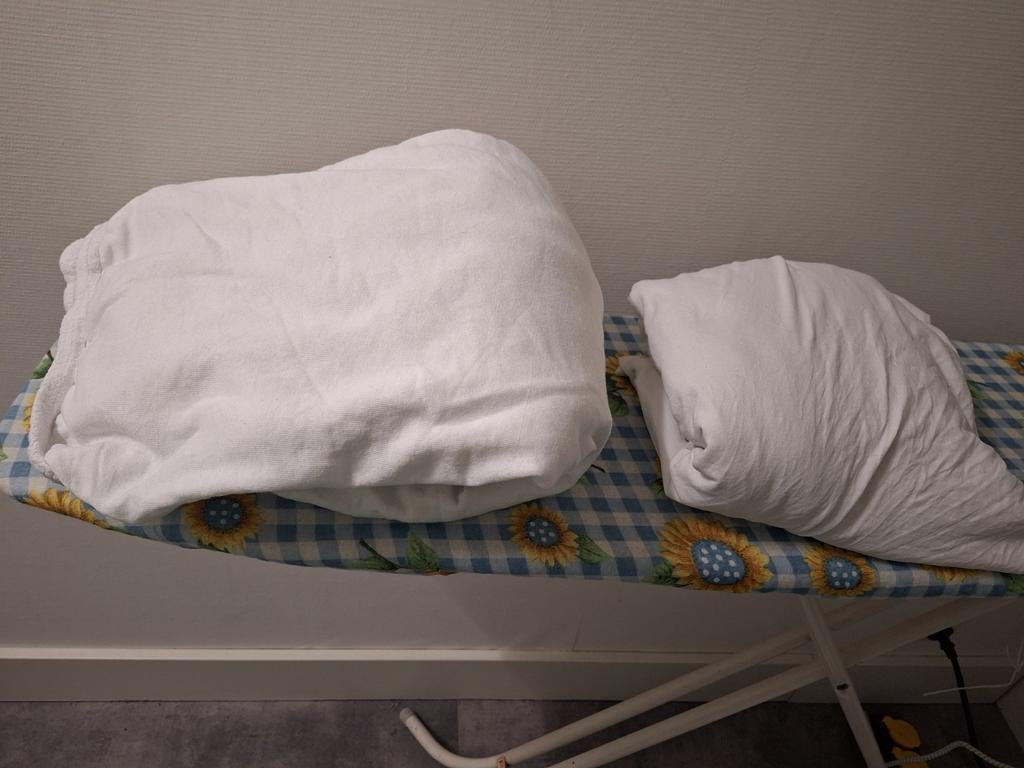 Splittopper hoeslaken en molton 140x200, Gebruikt, Wit, Overige typen, Tweepersoons