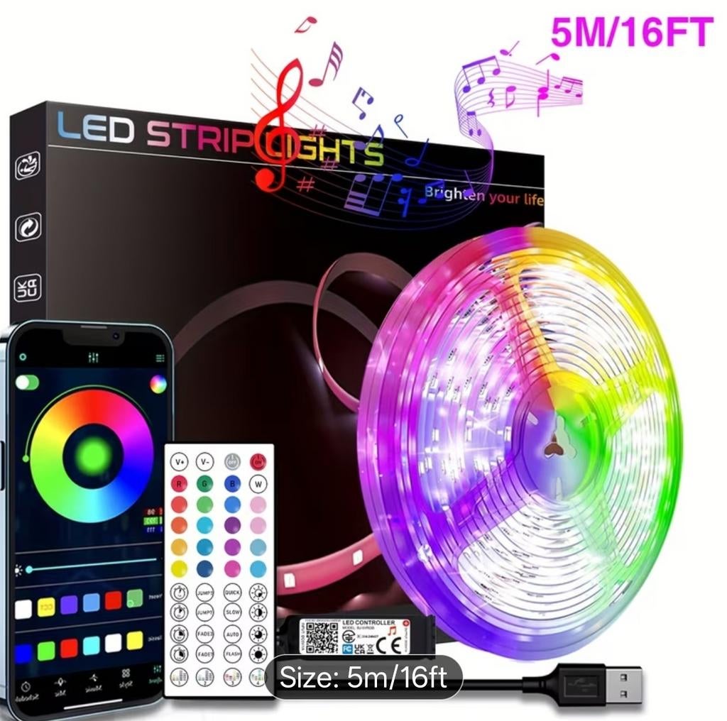 RGB LED Strip Licht 5M - Kamer Decoratie - Afstandsbediening, Ophalen of Verzenden, Nieuw