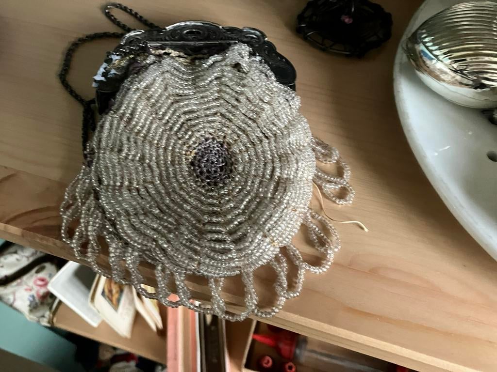 Antiek tasje met kralen, Ophalen of Verzenden