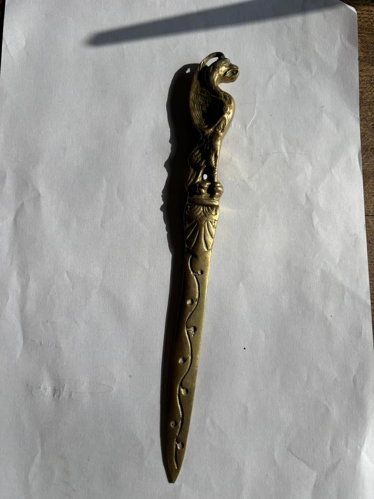 IN PRIJS VERLAAGD!Antiek massief bronzen briefopener, Verzenden