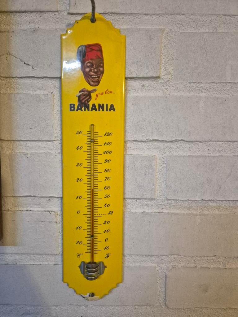 Emaille thermometer Banania, Ophalen of Verzenden