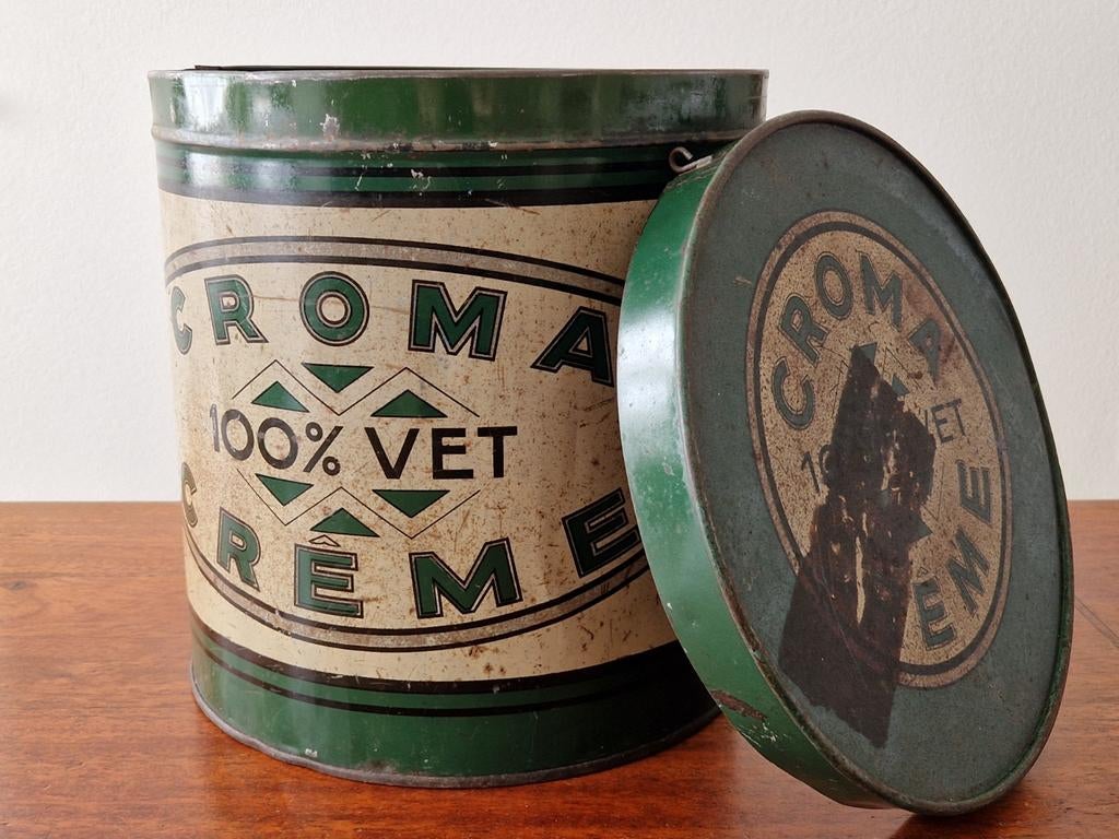 Croma creme 100% vet 10 liter blik 1930-1940., Verzamelen, Blikken, Ophalen of Verzenden, Gebruikt, Overige, Overige merken