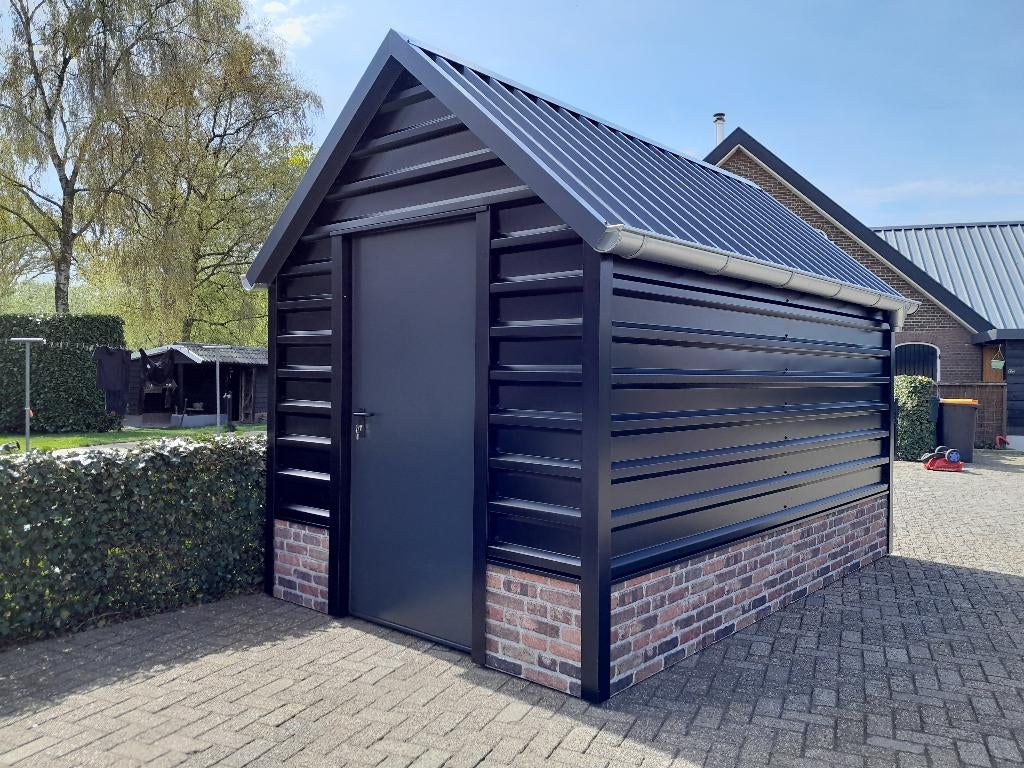complete afgewerkte geïsoleerde schuur bestellen? 4000x2500, Tuin en Terras, Tuinhuizen, Nieuw, Schuur, Metaal, 250 tot 500 cm