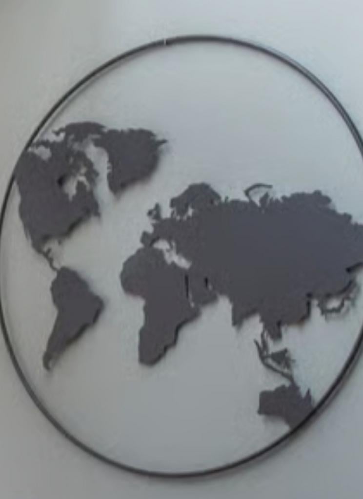 Wereldbol Wanddecoratie Metaal - 110cm Doorsnee, Huis en Inrichting, Woonaccessoires | Wanddecoraties, Nieuw, Ophalen