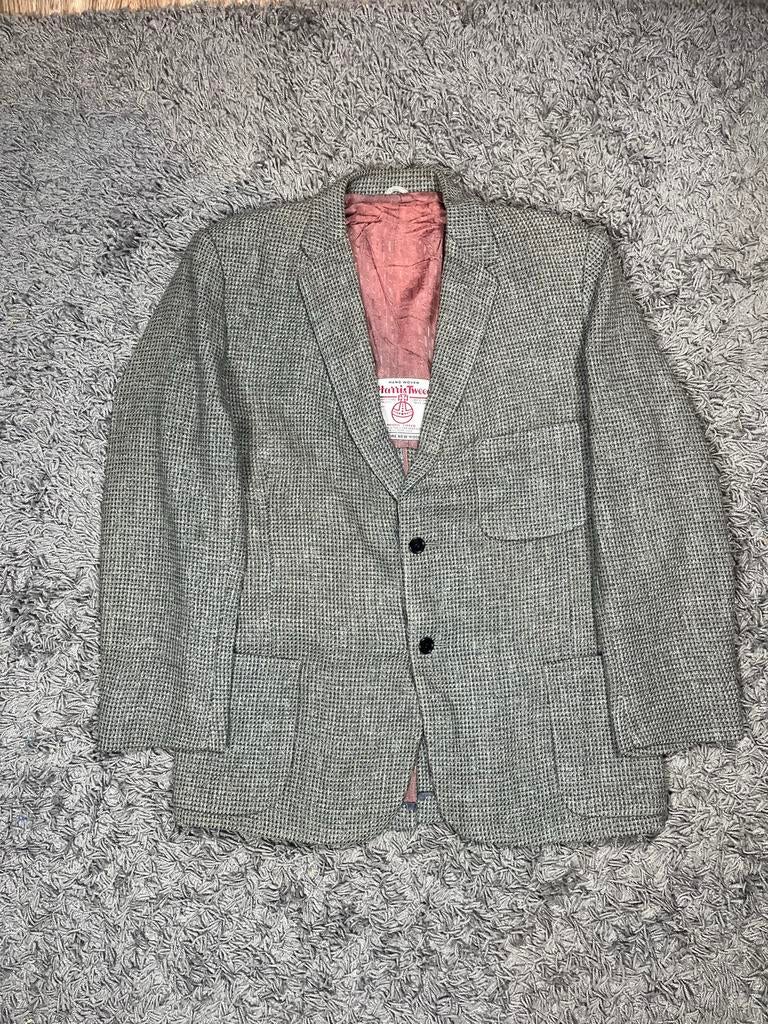 Vintage Harris Tweed Jacket 80s grey Wool, Ophalen of Verzenden, Gedragen, Maat 48/50 (M), Grijs
