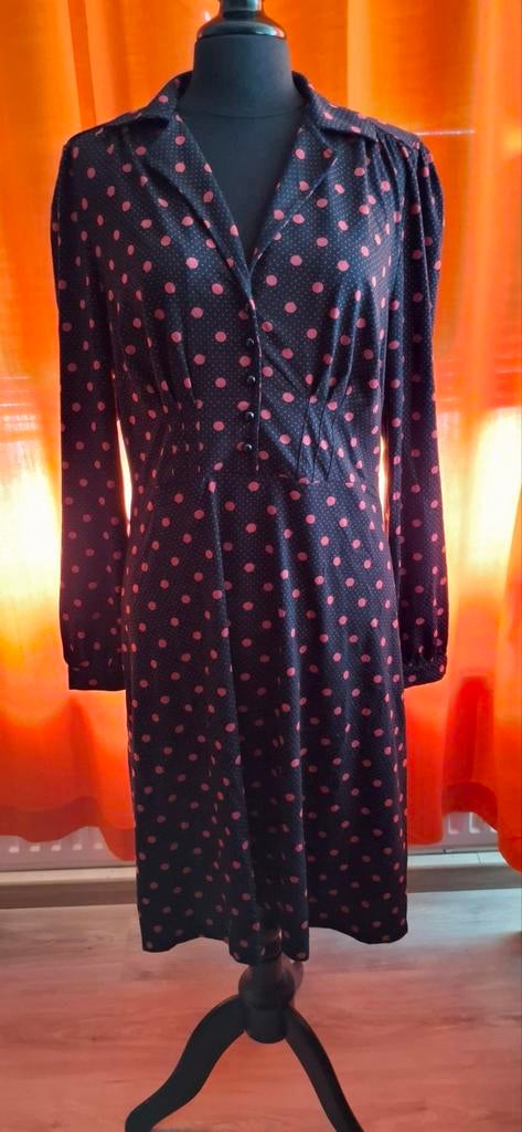 Jaren '40 style jurk King Louie Mt XL, Kleding | Dames, Zwart, Maat 46/48 (XL) of groter, Nieuw, Ophalen of Verzenden