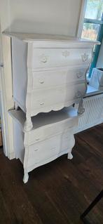 2x Antieke buikkastjes - Wit geverfd, Huis en Inrichting, Gebruikt, Brocante, Landelijk, Antiek, 3 of 4 laden, Minder dan 100 cm