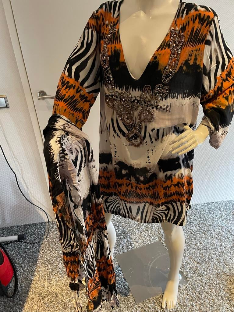 Saopaulo blouse met bijpassend sjaal maat it 46, Ophalen of Verzenden, Zo goed als nieuw, Maat 42/44 (L), Bruin