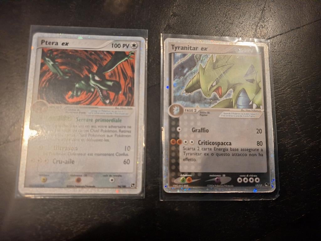 Pokemon EX kaarten: Ptera ex en Tyranitar ex, Ophalen of Verzenden, Gebruikt, Meerdere kaarten, Foil