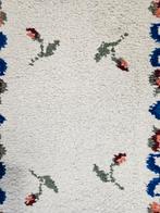 Vintage oosters wol Smyrna tapijt floral roses 75x145cm, 100 tot 150 cm, Crème, Onbekend, Vintage, Klassiek, Bloemen