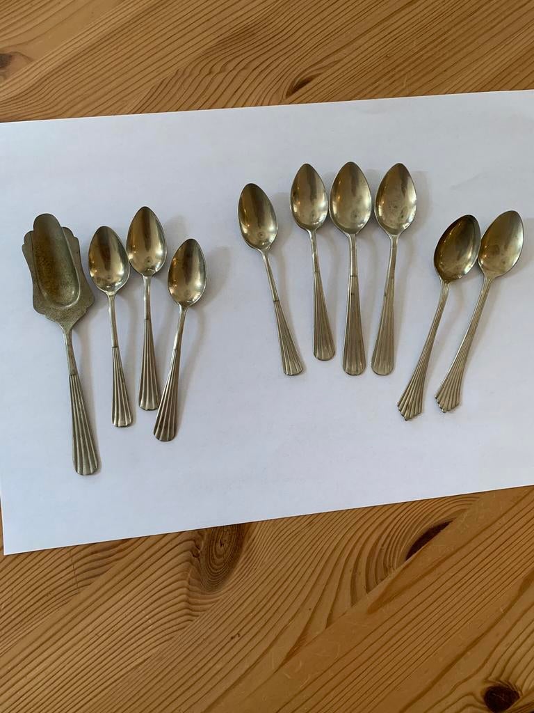 10 verzilverde lepeltjes, Antiek en Kunst, Antiek | Bestek, Ophalen of Verzenden