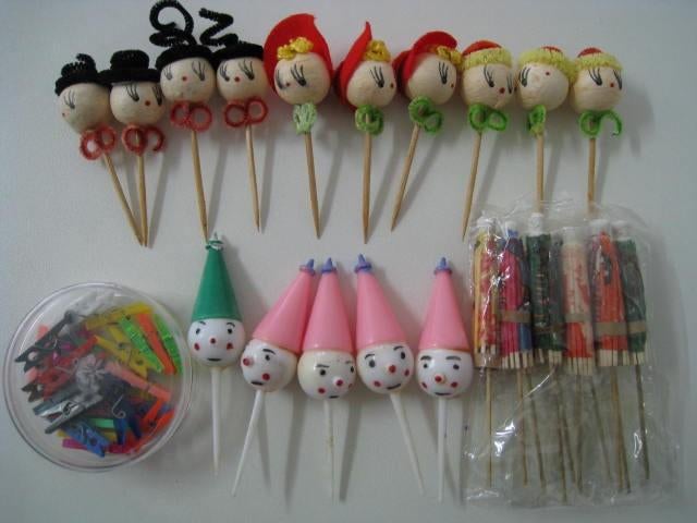 Vintage collectie taartprikkers, parasols, taartversiering, Ophalen of Verzenden, Nieuw, Cupcakes, Versiering