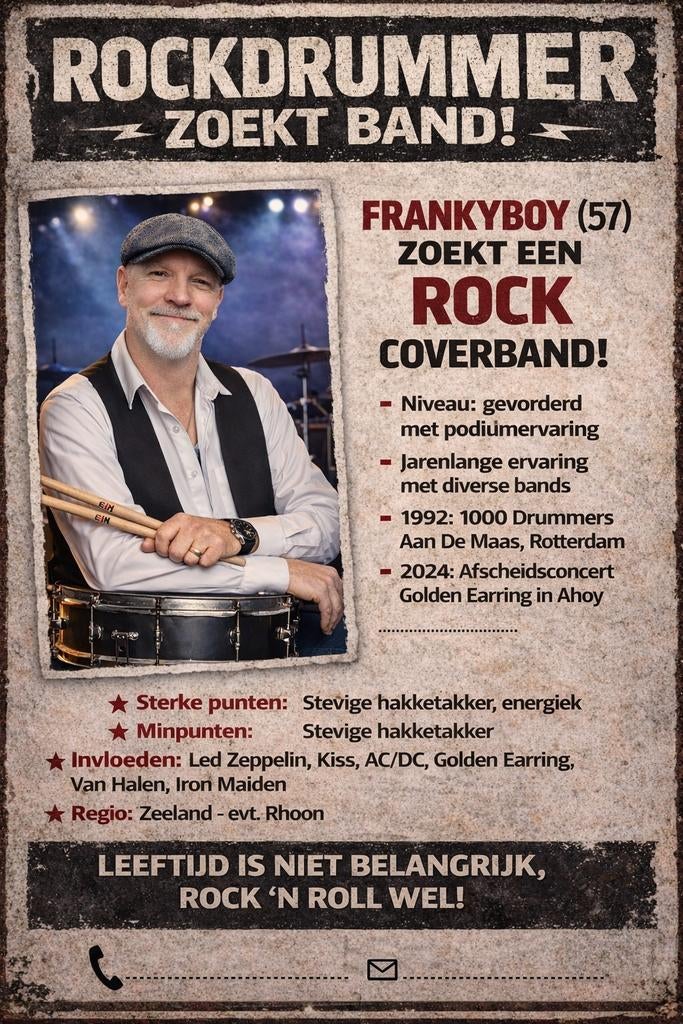 Drummer zoekt Rock coverband., Contacten en Berichten, Muziek maken en Bandleden