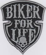 Biker For Life stoffen opstrijk patch embleem, Ophalen of Verzenden