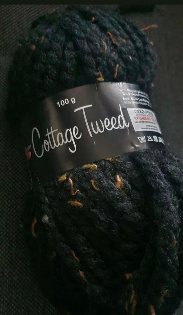 Cottage Tweed Garen - 100g, Donkerblauw met Spikkels, Ophalen of Verzenden, Nieuw, Breien of Haken, Wol of Garen