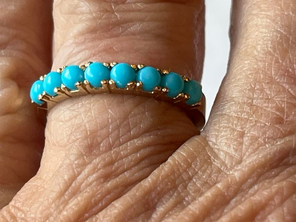 Bijzondere Gouden Ring met Turkoois - 14 Karaat (585), Sieraden, Tassen en Uiterlijk, Verzenden, Zo goed als nieuw, 17 tot 18