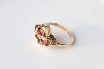 Vintage 14 Karaat Gouden Ring Met Hessoniet Granaat, 18 tot 19, Ophalen of Verzenden, Zo goed als nieuw, Met edelsteen