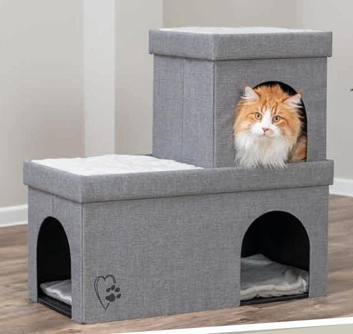 Kattenhuis schuilplaats Kimy dubbel van €74,99 nu € 59,95, Dieren en Toebehoren, Kattenmanden, Nieuw, Riet, Ophalen of Verzenden