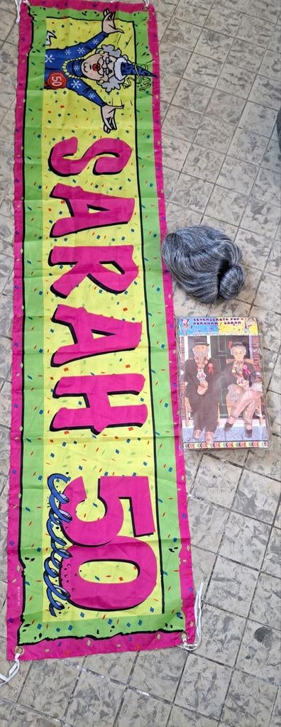 Sarah 50 jaar versiering 180 cm, pop en pruik, Versiering, Abraham of Sarah, Ophalen of Verzenden, Zo goed als nieuw