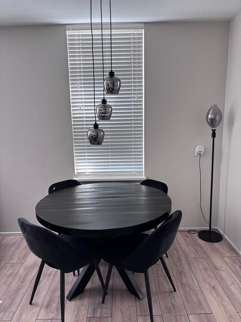 Ronde mango tafel 130, Huis en Inrichting, Tafels | Eettafels, Ophalen, Gebruikt, Rond, 100 tot 150 cm